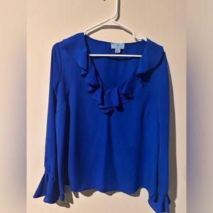 CeCe Ruffle neck and sleeve blouse